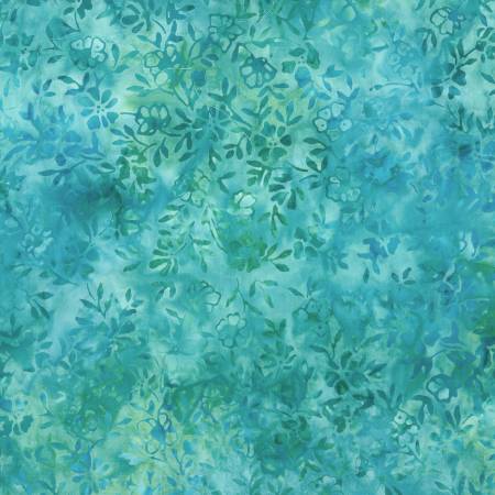 Aqua Daisies and Vines Batik