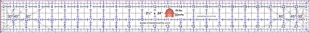 Oh Sew Kountry 24" x 2 1/2" No Slip Acrylic Grip Ruler With Grid Lines