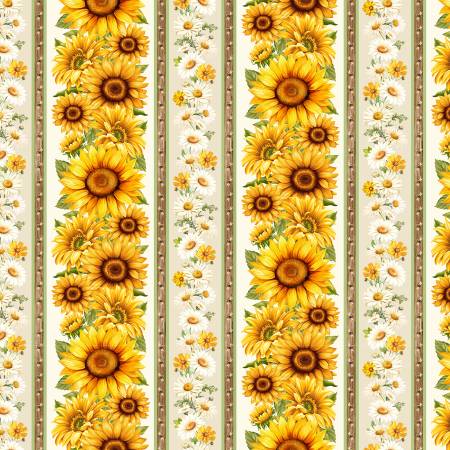 Cream Sunflower 11in Stripe