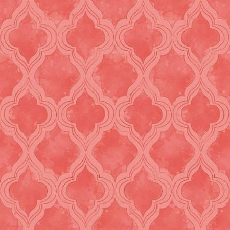 Coral Digital Damask